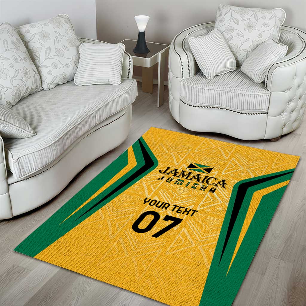 Afro-Jamaica Custom Area Rug Golden Ethnic Motifs LT7