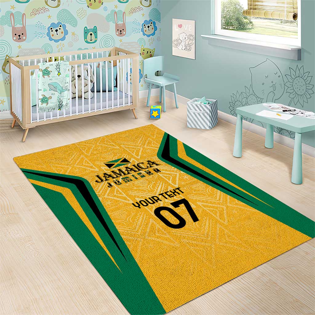 Afro-Jamaica Custom Area Rug Golden Ethnic Motifs LT7