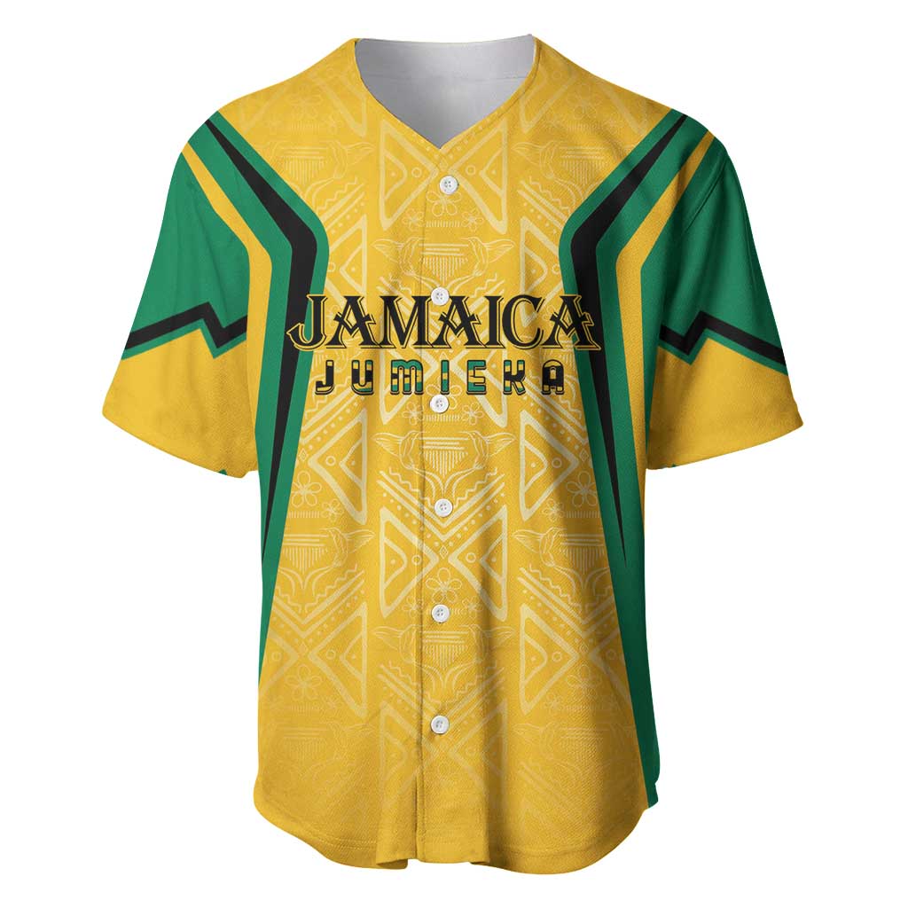 Afro-Jamaica Custom Baseball Jersey Golden Ethnic Motifs LT7