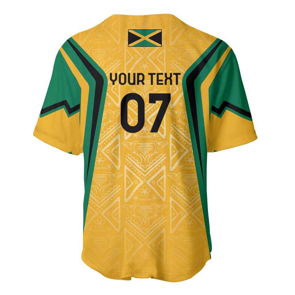 Afro-Jamaica Custom Baseball Jersey Golden Ethnic Motifs LT7
