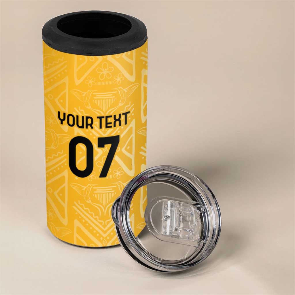 Afro-Jamaica Custom 4 in 1 Can Cooler Tumbler Golden Ethnic Motifs LT7