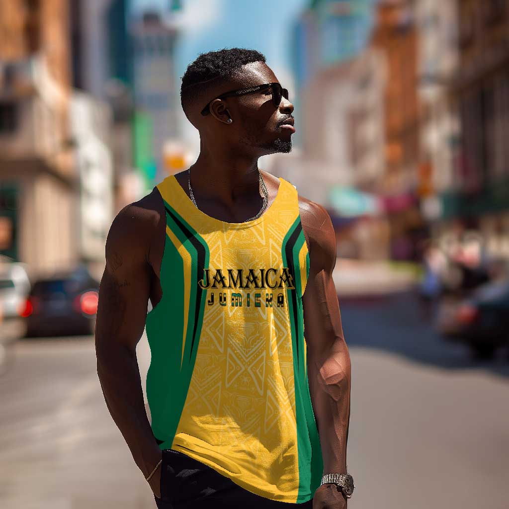 Afro-Jamaica Custom Men Tank Top Golden Ethnic Motifs LT7