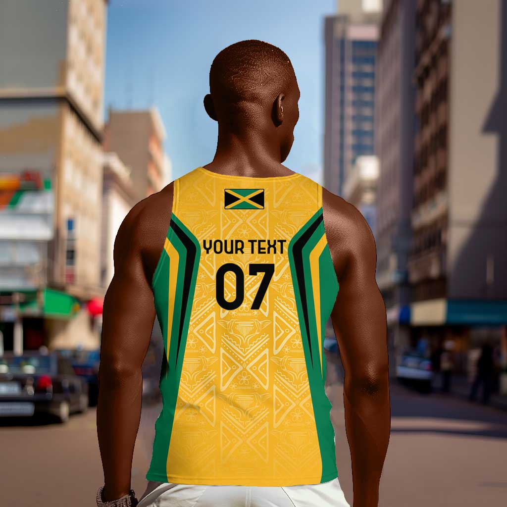 Afro-Jamaica Custom Men Tank Top Golden Ethnic Motifs LT7
