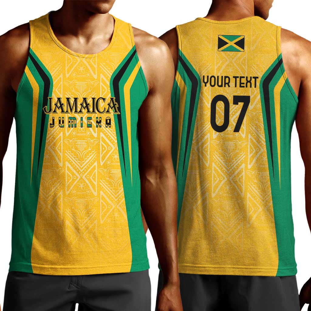 Afro-Jamaica Custom Men Tank Top Golden Ethnic Motifs LT7