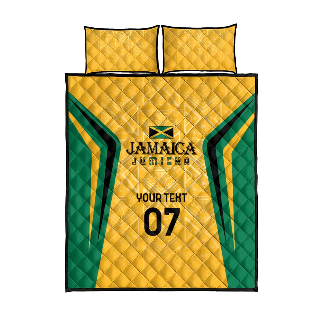 Afro-Jamaica Custom Quilt Bed Set Golden Ethnic Motifs LT7