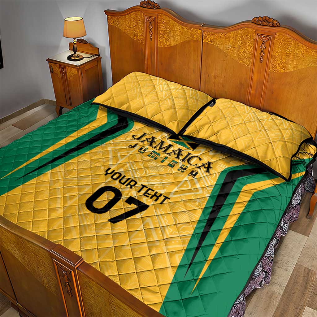Afro-Jamaica Custom Quilt Bed Set Golden Ethnic Motifs LT7