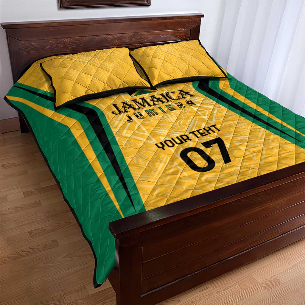 Afro-Jamaica Custom Quilt Bed Set Golden Ethnic Motifs LT7