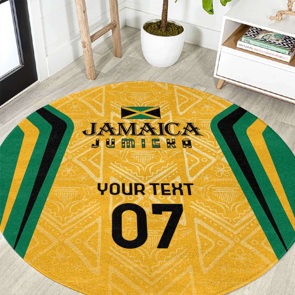 Afro-Jamaica Custom Round Carpet Golden Ethnic Motifs LT7