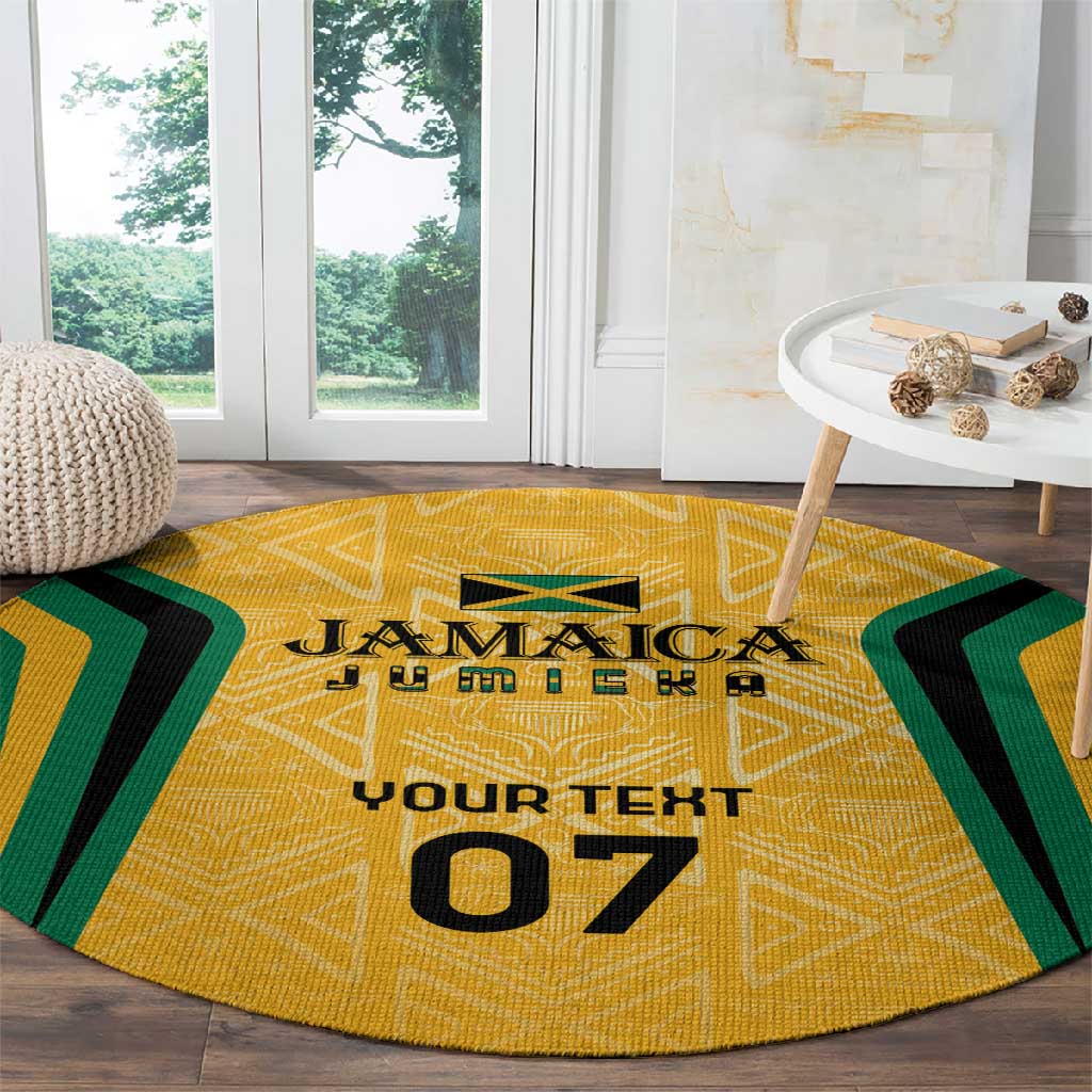 Afro-Jamaica Custom Round Carpet Golden Ethnic Motifs LT7