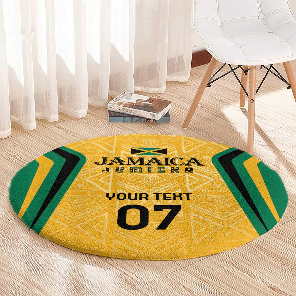 Afro-Jamaica Custom Round Carpet Golden Ethnic Motifs LT7
