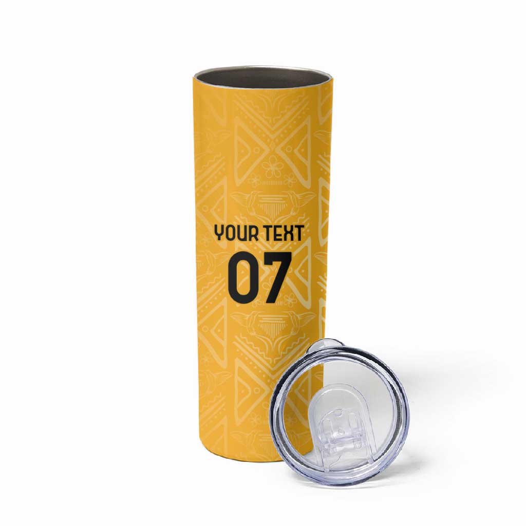 Afro-Jamaica Custom Skinny Tumbler Golden Ethnic Motifs LT7