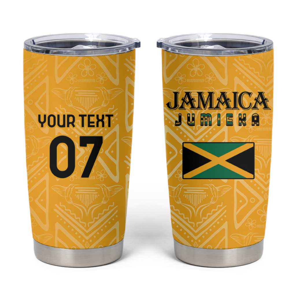 Afro-Jamaica Custom Tumbler Cup Golden Ethnic Motifs LT7
