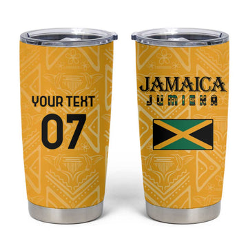 Afro-Jamaica Custom Tumbler Cup Golden Ethnic Motifs LT7