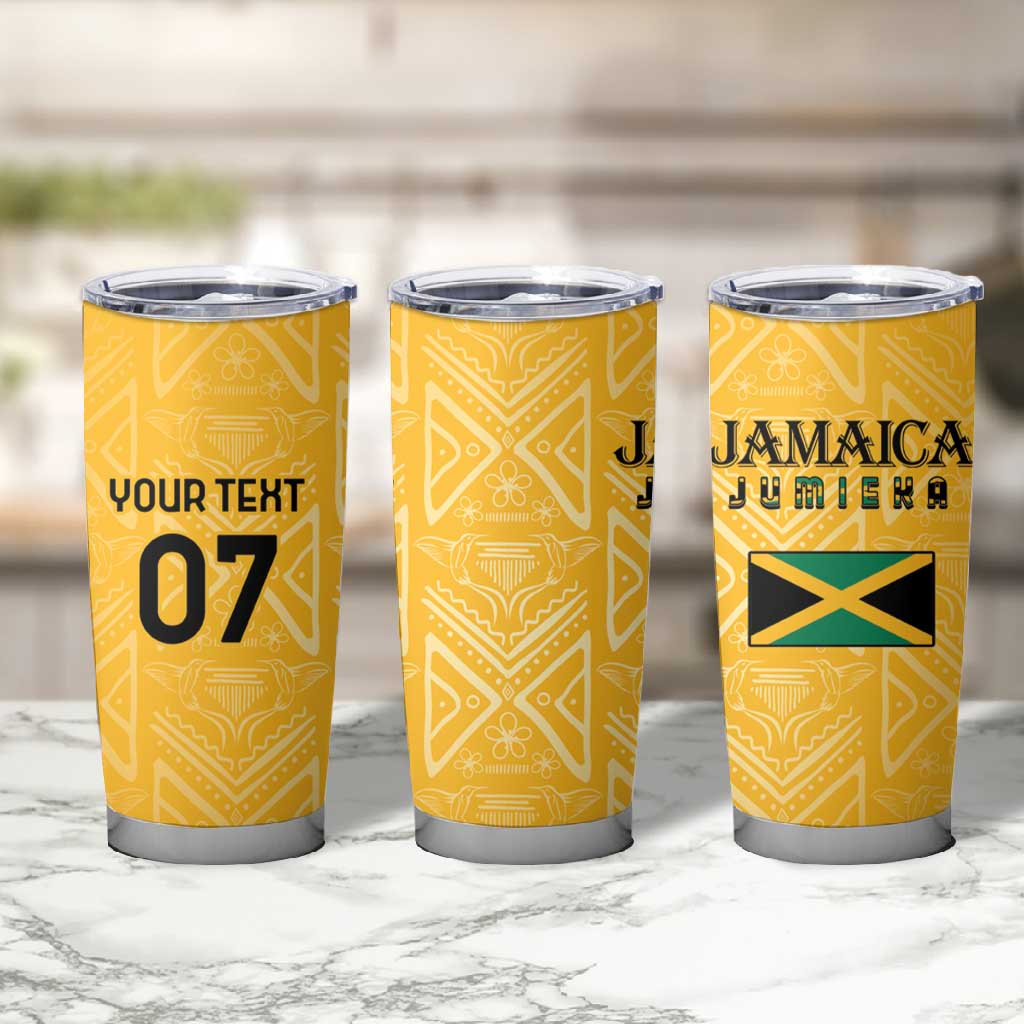 Afro-Jamaica Custom Tumbler Cup Golden Ethnic Motifs LT7