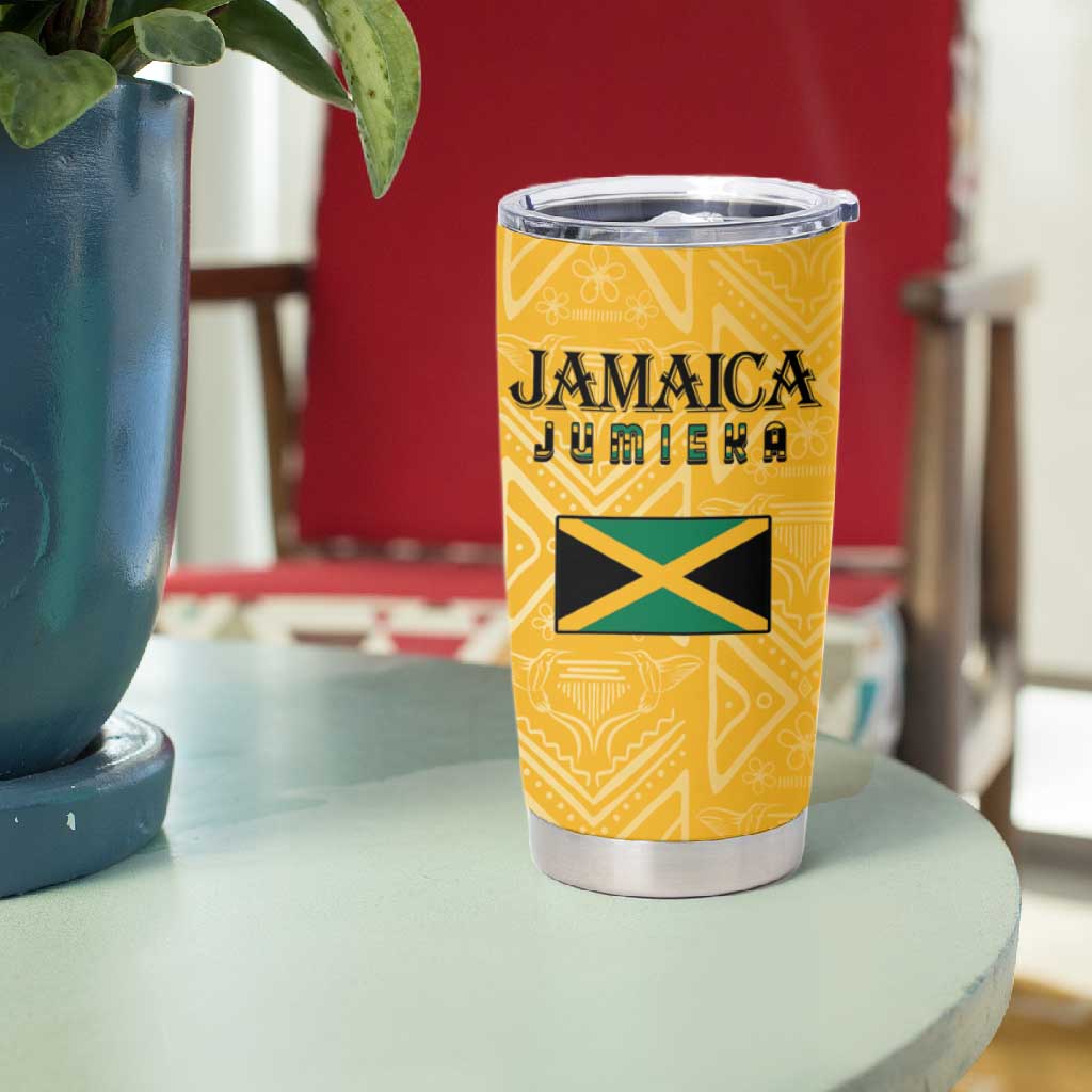 Afro-Jamaica Custom Tumbler Cup Golden Ethnic Motifs LT7