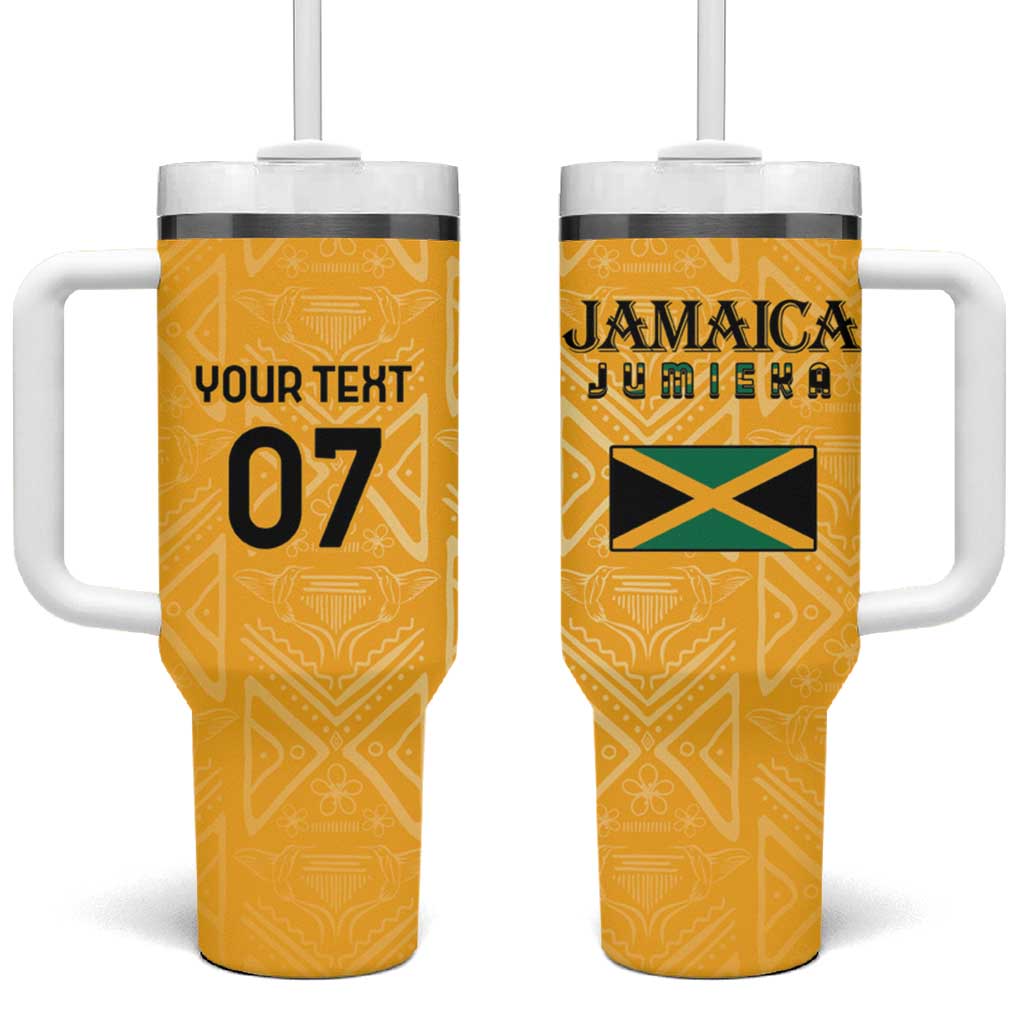 Afro-Jamaica Custom Tumbler With Handle Golden Ethnic Motifs LT7