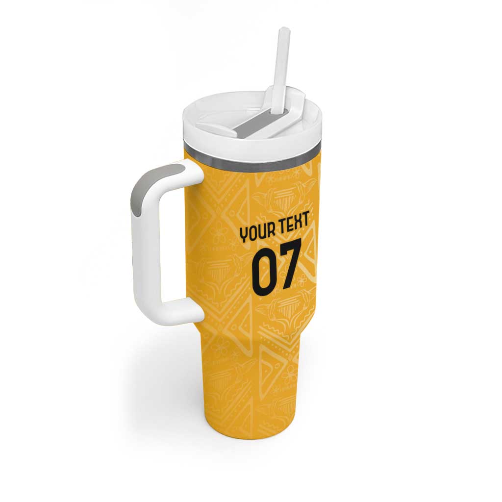 Afro-Jamaica Custom Tumbler With Handle Golden Ethnic Motifs LT7