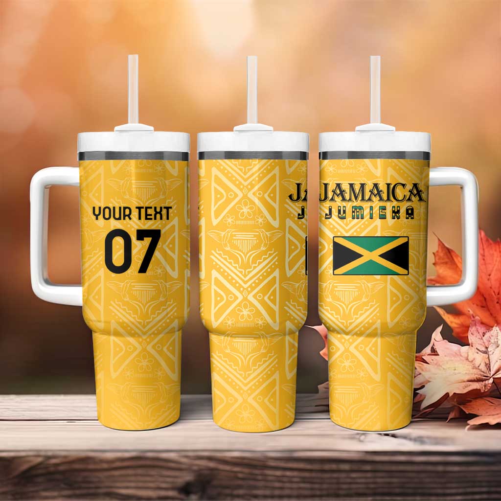 Afro-Jamaica Custom Tumbler With Handle Golden Ethnic Motifs LT7