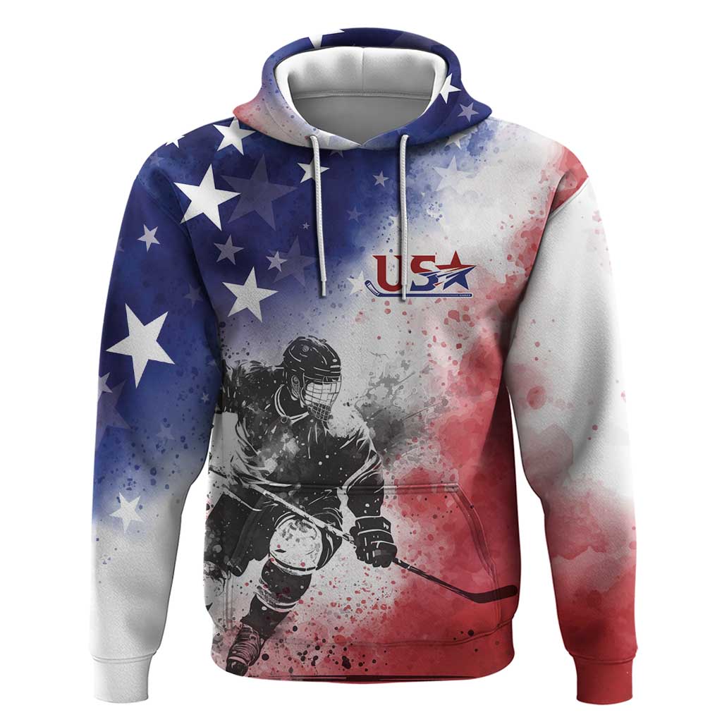 USA Ice Hockey Custom Hoodie Splash Art Abstract Style LT7