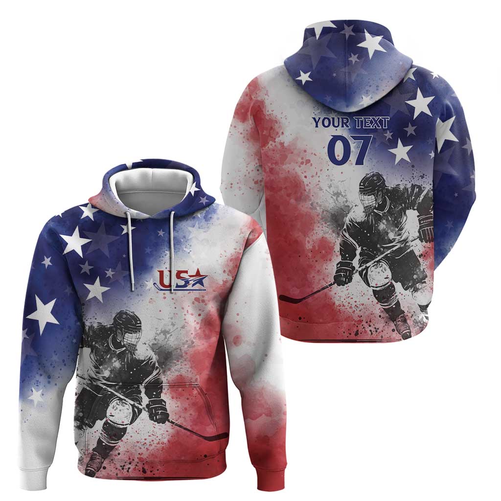 USA Ice Hockey Custom Hoodie Splash Art Abstract Style LT7