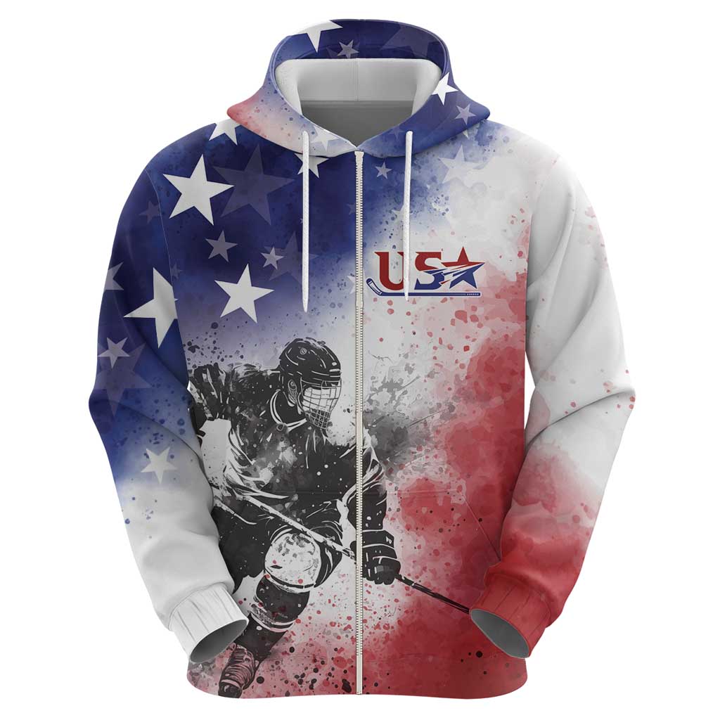USA Ice Hockey Custom Hoodie Splash Art Abstract Style LT7