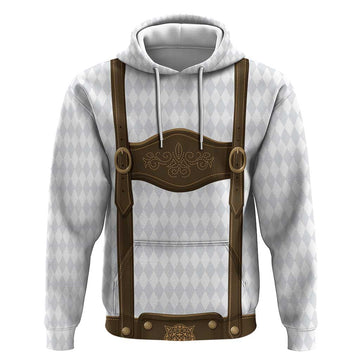 Germany Trachten Lederhose Inspired Hoodie Washed Brown LT7