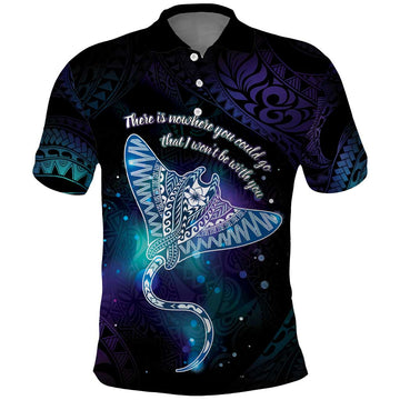 Polynesian Tala Manta Ray Polo Shirt Nowhere You Could Go That I Won't Be With You LT7