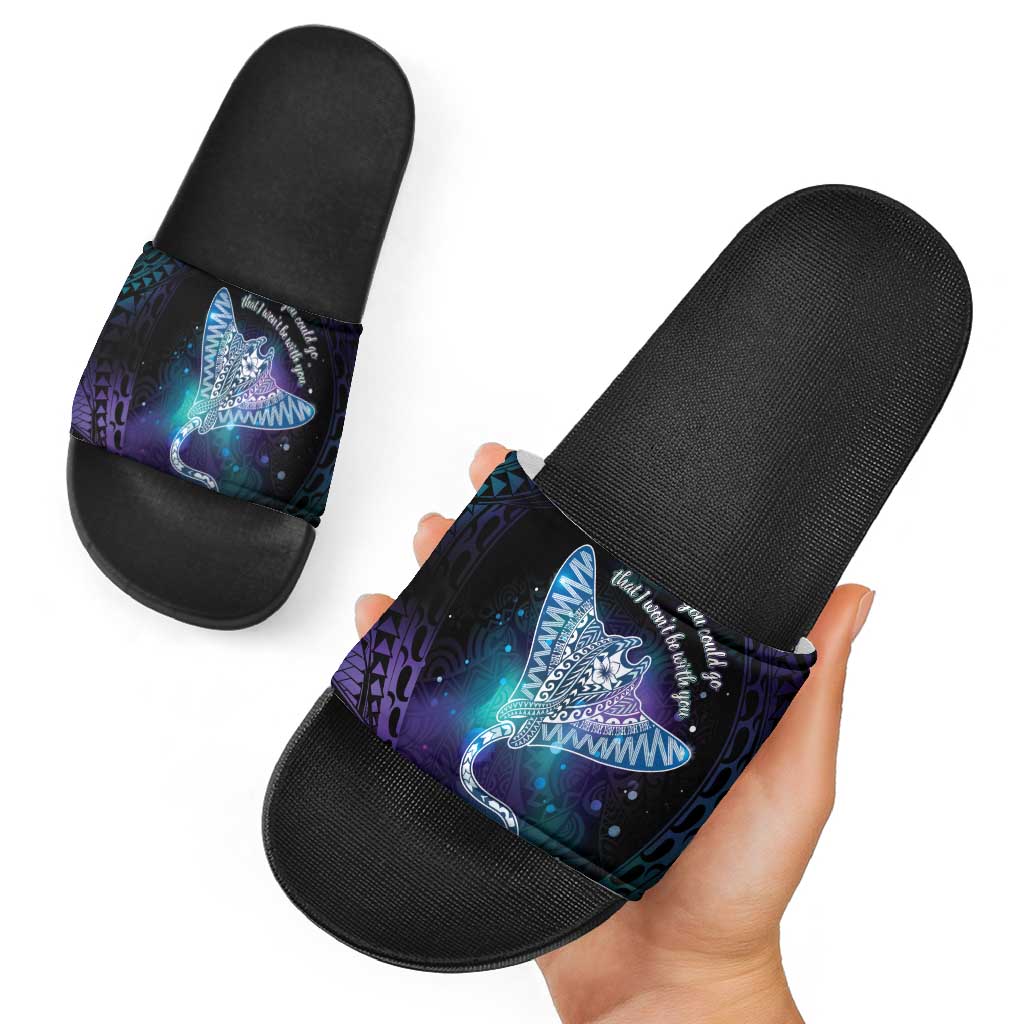 Polynesian Tala Manta Ray Slide Sandals Nowhere You Could Go That I Won't Be With You LT7