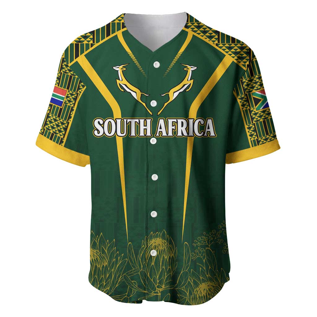 Personalised South African Heritage Day Baseball Jersey Kente Ethnic Patterns Mix Springboks LT7
