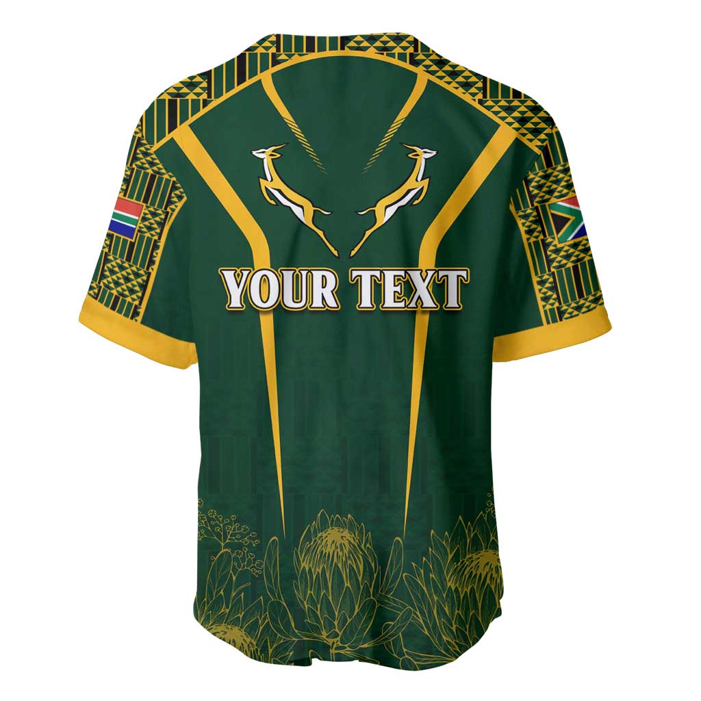 Personalised South African Heritage Day Baseball Jersey Kente Ethnic Patterns Mix Springboks LT7