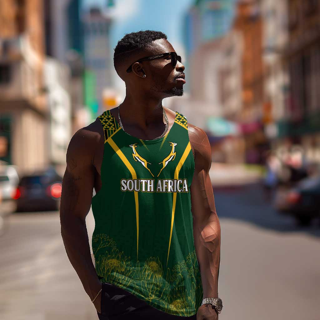 Personalised South African Heritage Day Men Tank Top Kente Ethnic Patterns Mix Springboks LT7