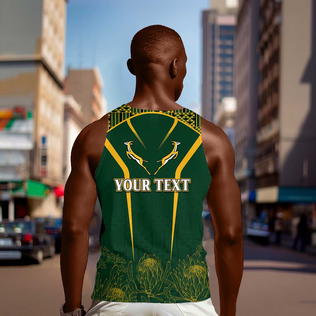 Personalised South African Heritage Day Men Tank Top Kente Ethnic Patterns Mix Springboks LT7