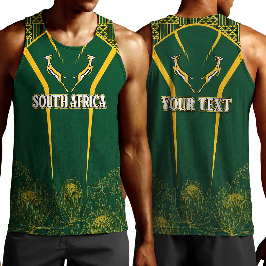Personalised South African Heritage Day Men Tank Top Kente Ethnic Patterns Mix Springboks LT7