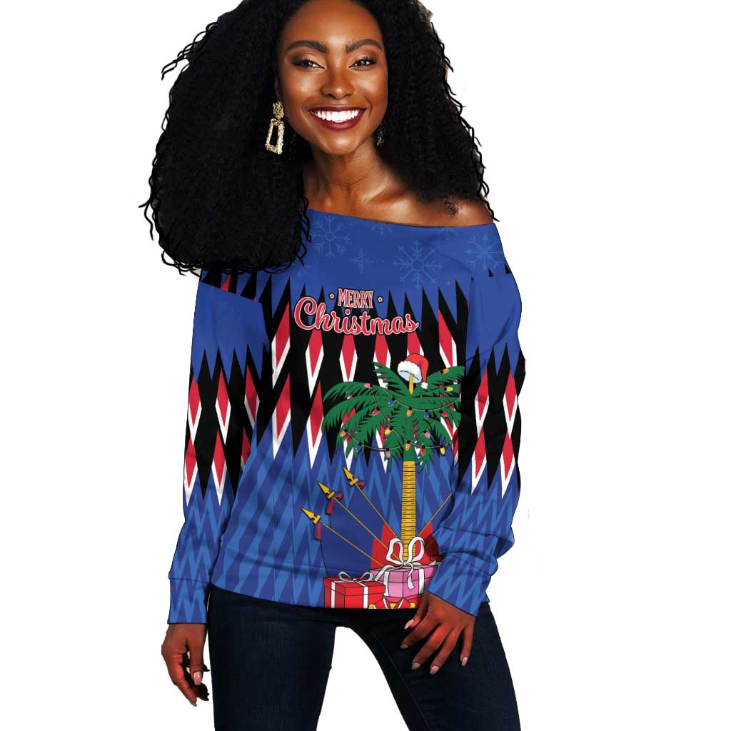 Haiti Afro Christmas Personalized Off Shoulder Sweater Festive Vibes LT7