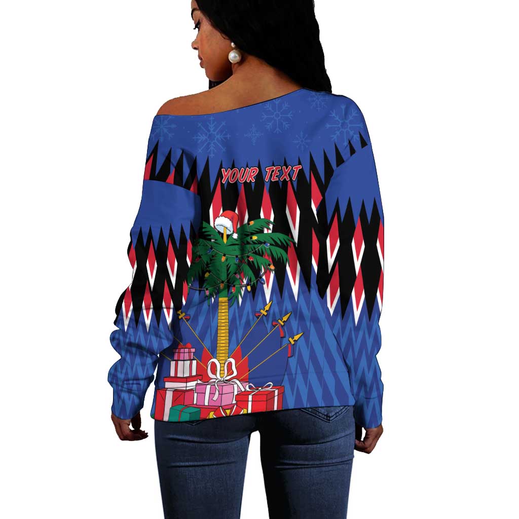 Haiti Afro Christmas Personalized Off Shoulder Sweater Festive Vibes LT7