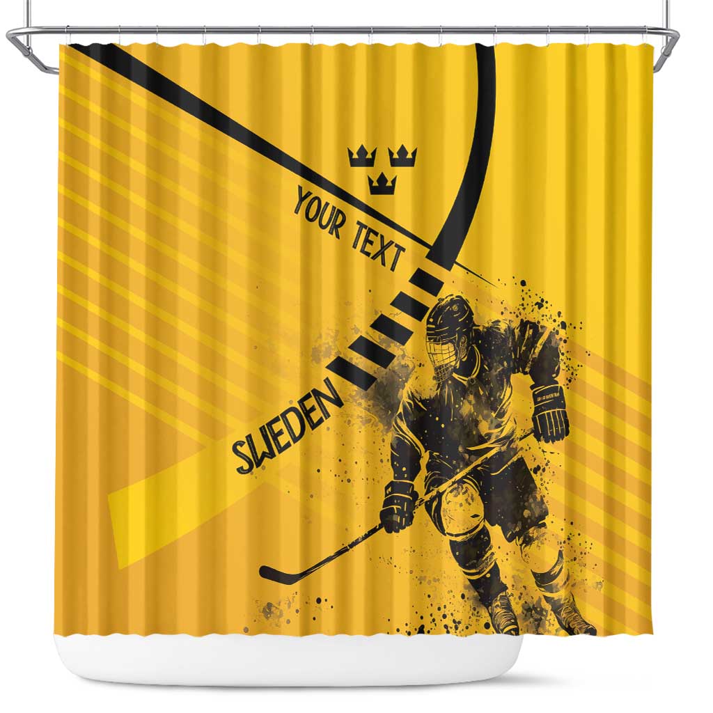 Sweden Ice Hockey Personalized Shower Curtain Tre Kronor - GO Sweden LT7