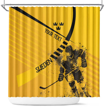 Sweden Ice Hockey Personalized Shower Curtain Tre Kronor - GO Sweden LT7