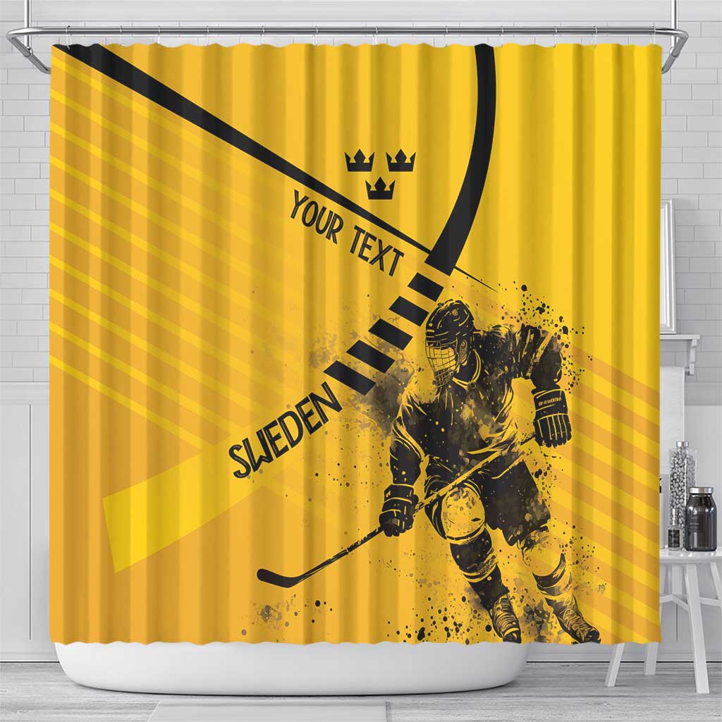 Sweden Ice Hockey Personalized Shower Curtain Tre Kronor - GO Sweden LT7