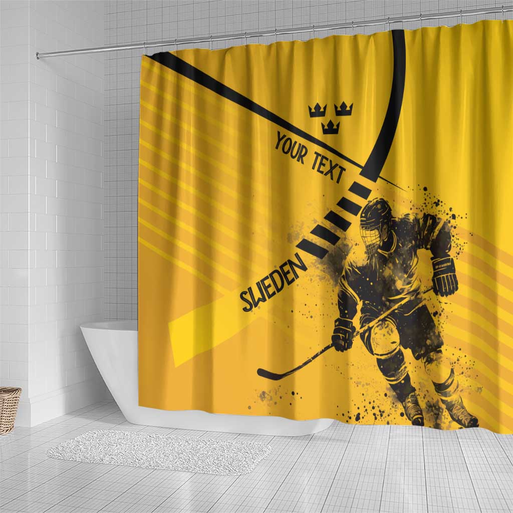 Sweden Ice Hockey Personalized Shower Curtain Tre Kronor - GO Sweden LT7