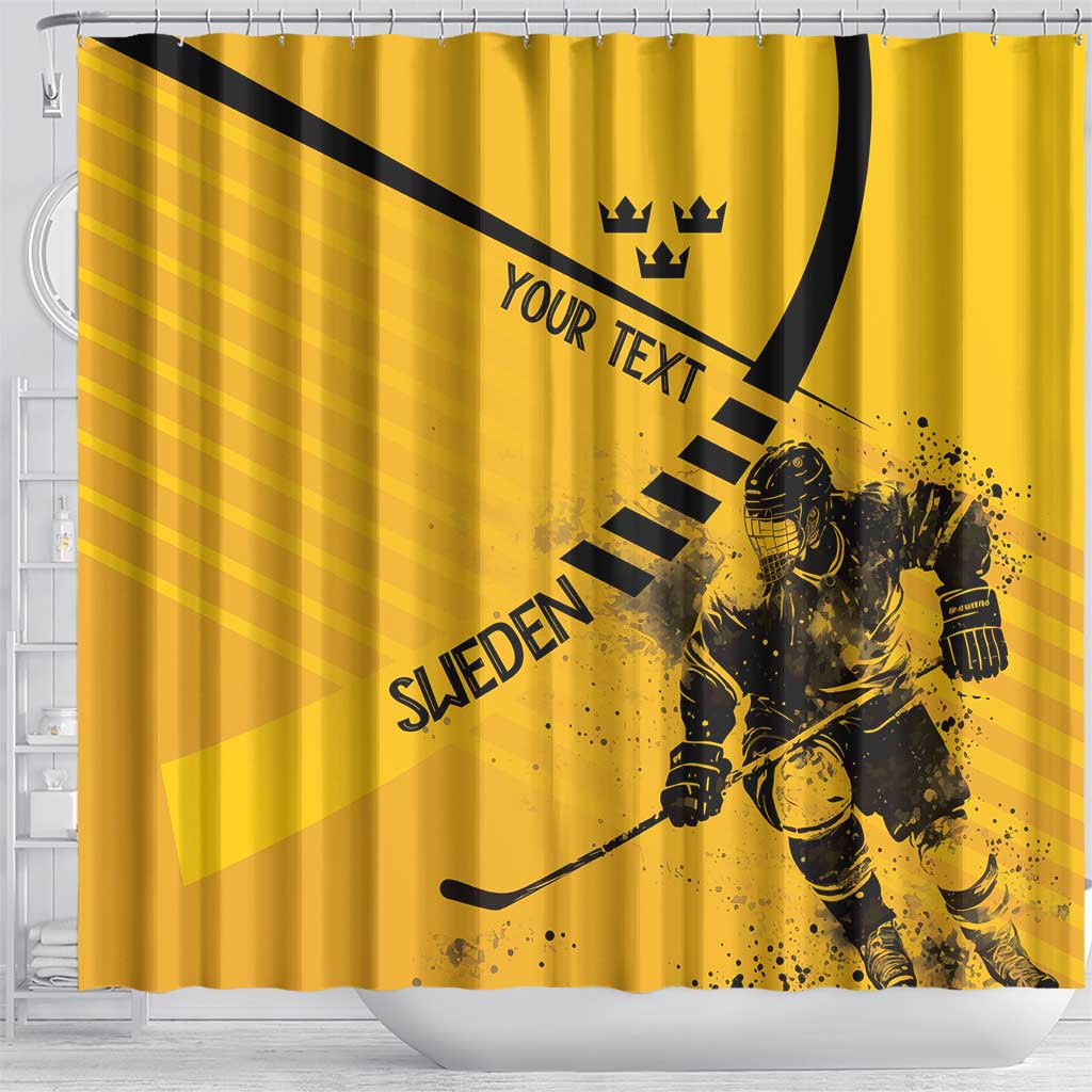 Sweden Ice Hockey Personalized Shower Curtain Tre Kronor - GO Sweden LT7