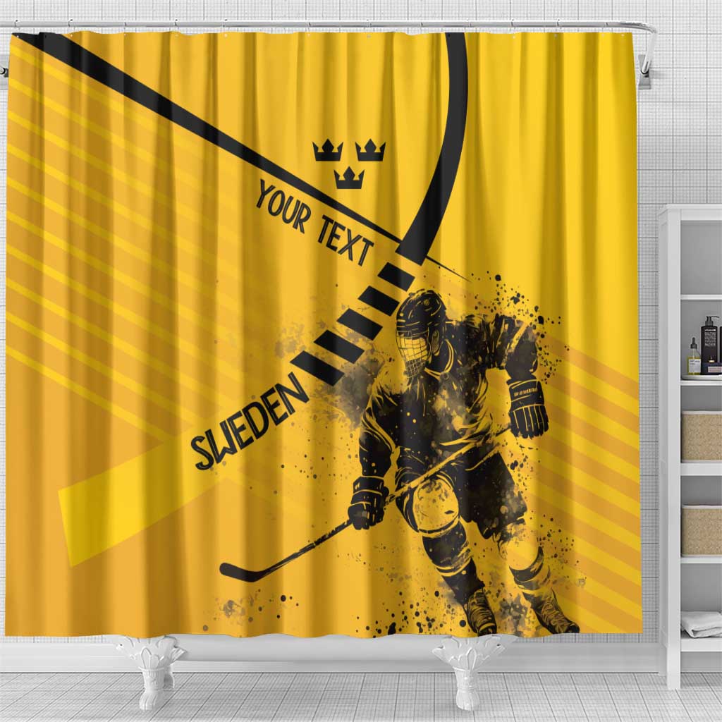 Sweden Ice Hockey Personalized Shower Curtain Tre Kronor - GO Sweden LT7