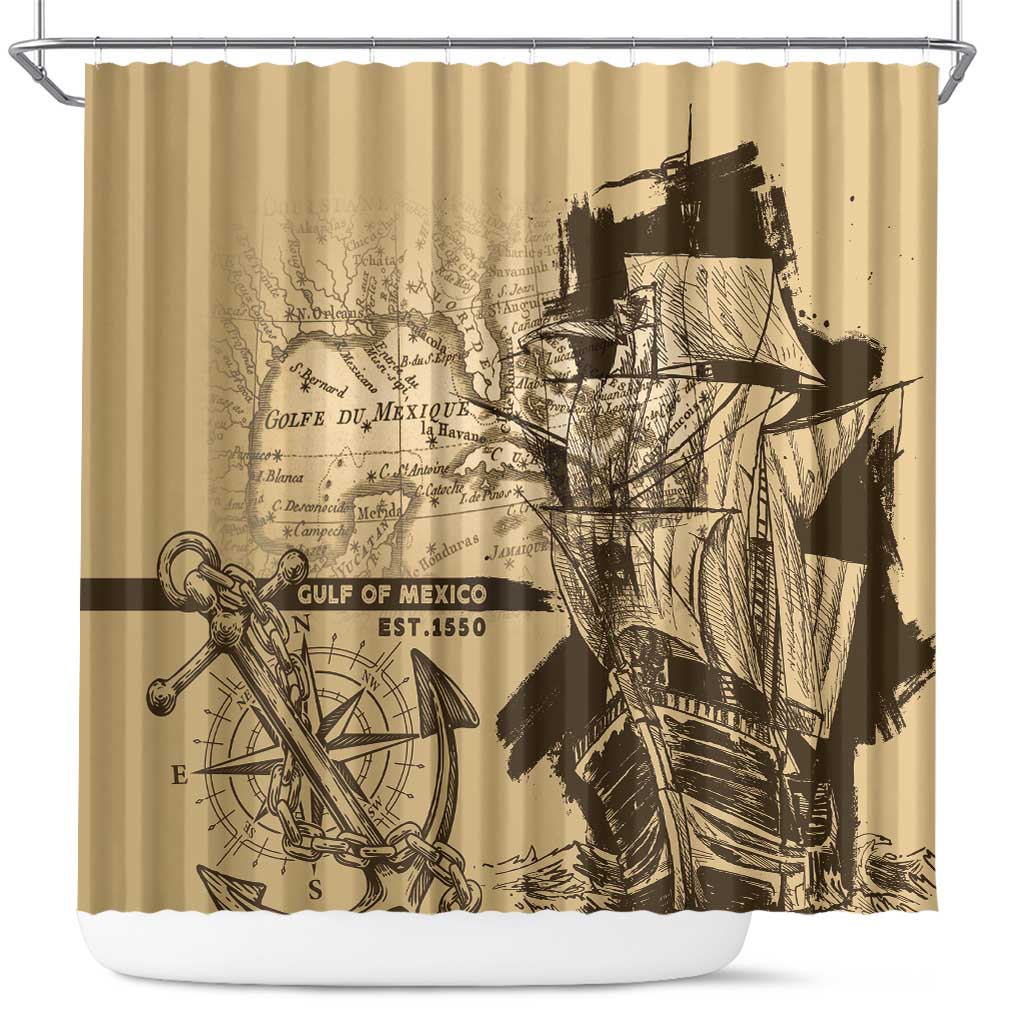 Gulf Of Mexico Vintage Map Est.1550 Shower Curtain LT7