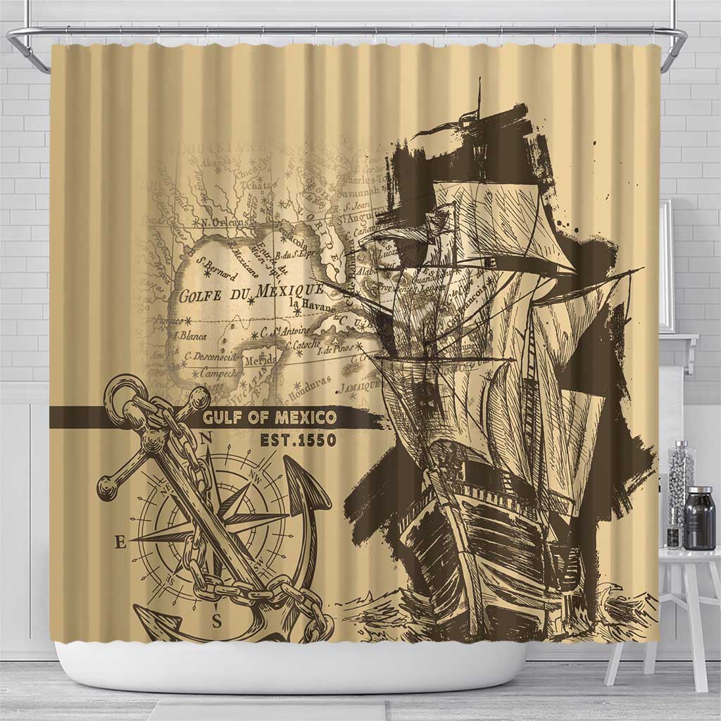 Gulf Of Mexico Vintage Map Est.1550 Shower Curtain LT7