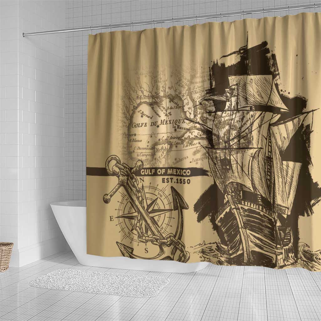 Gulf Of Mexico Vintage Map Est.1550 Shower Curtain LT7