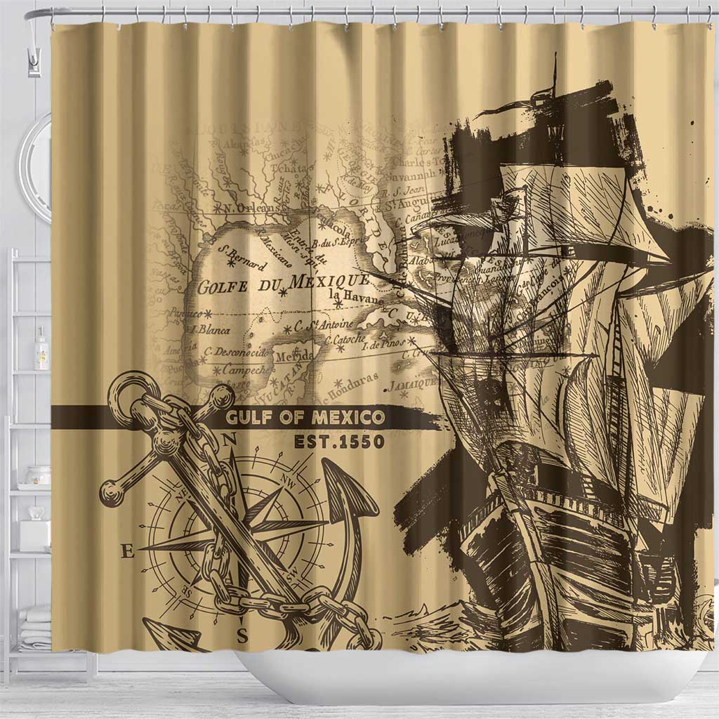 Gulf Of Mexico Vintage Map Est.1550 Shower Curtain LT7