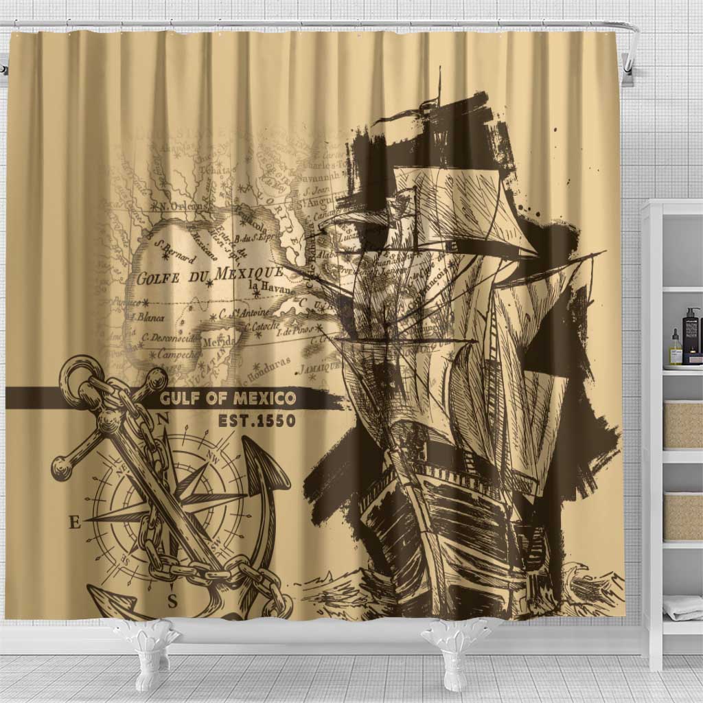 Gulf Of Mexico Vintage Map Est.1550 Shower Curtain LT7
