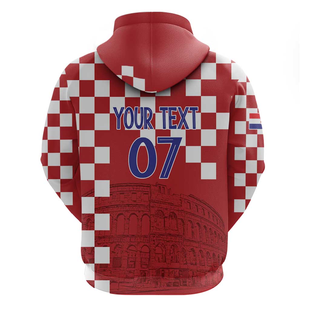 Croatia Football 2025 Custom Hoodie Red Hrvatska Kockasti - Pula Arena LT7