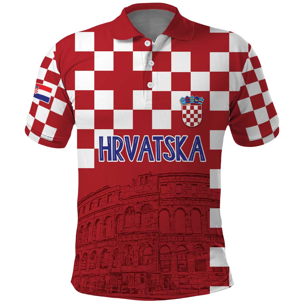 Croatia Football 2025 Custom Polo Shirt Red Hrvatska Kockasti - Pula Arena LT7