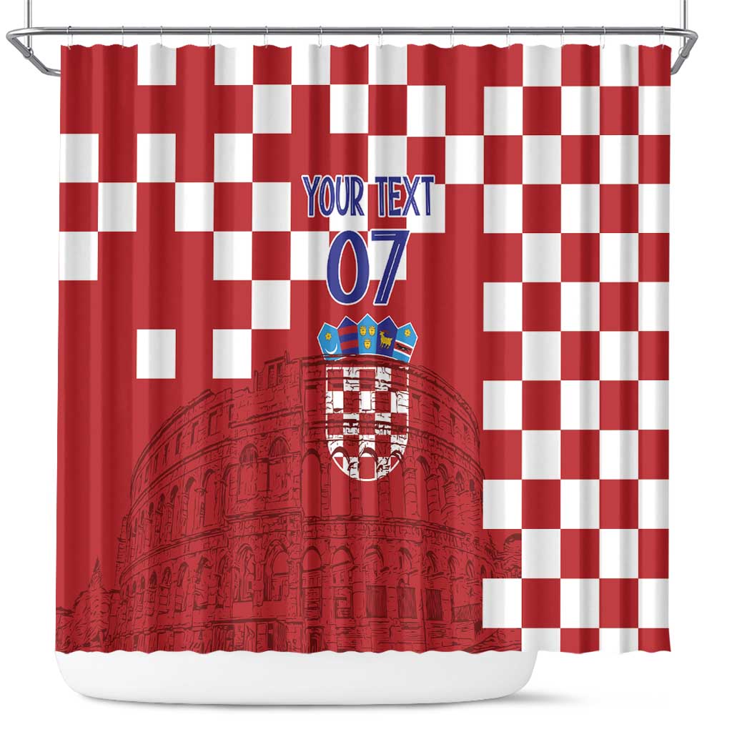Croatia Football 2025 Custom Shower Curtain Red Hrvatska Kockasti - Pula Arena LT7