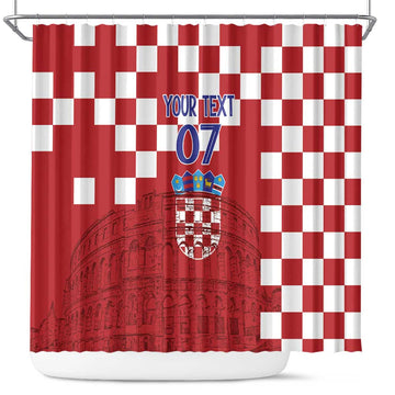 Croatia Football 2025 Custom Shower Curtain Red Hrvatska Kockasti - Pula Arena LT7